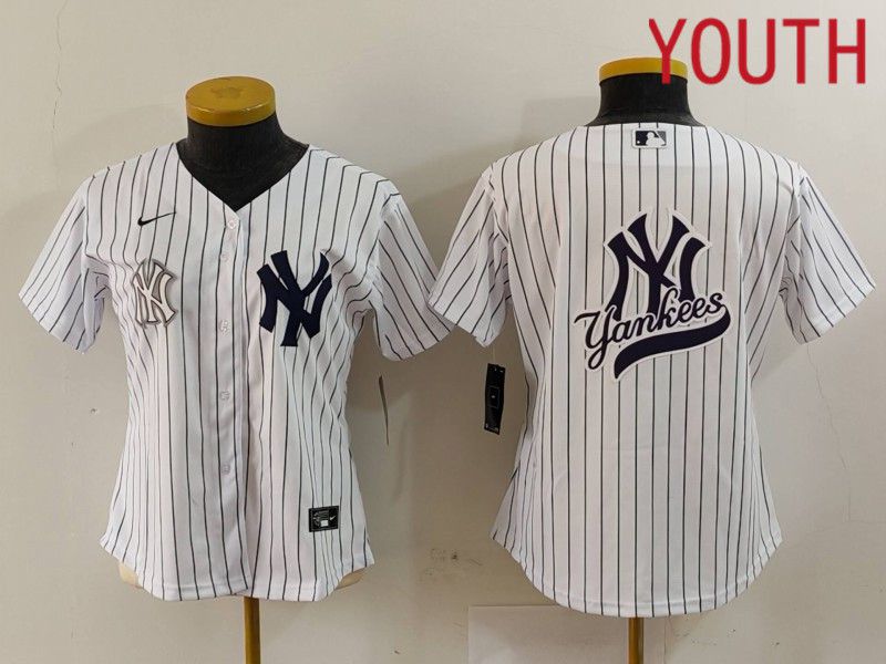 Youth New York Yankees Blank White stripe Game 2024 Nike MLB Jersey style 12